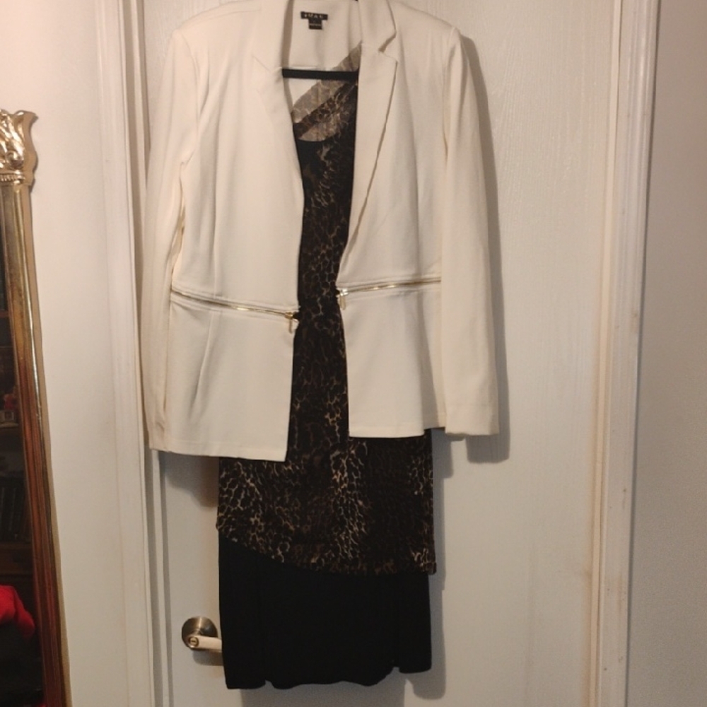 IMAN Cream Blazer with Leopard Print Dress